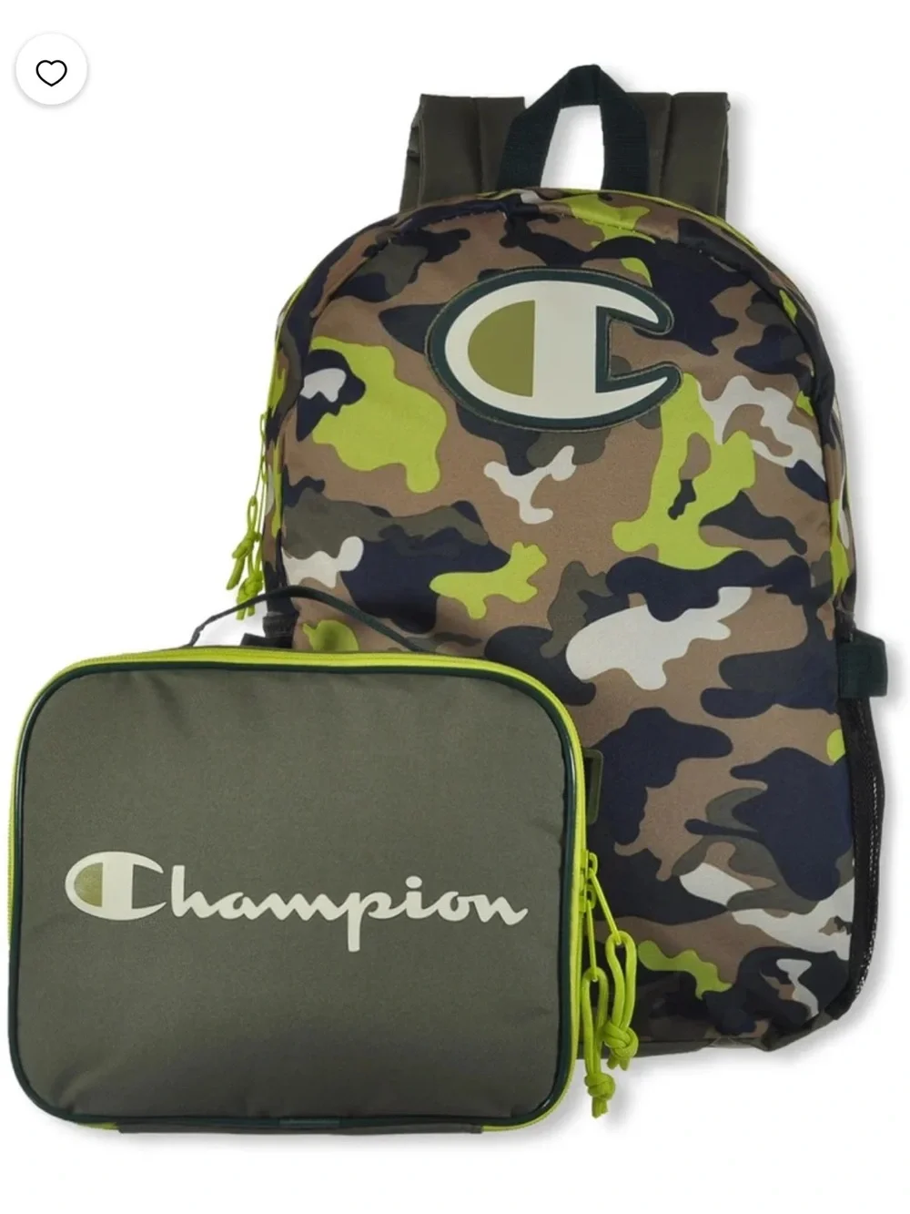Champion Kids Camo Backpack & Lunch Bag Set - Green, Brown, Yellow